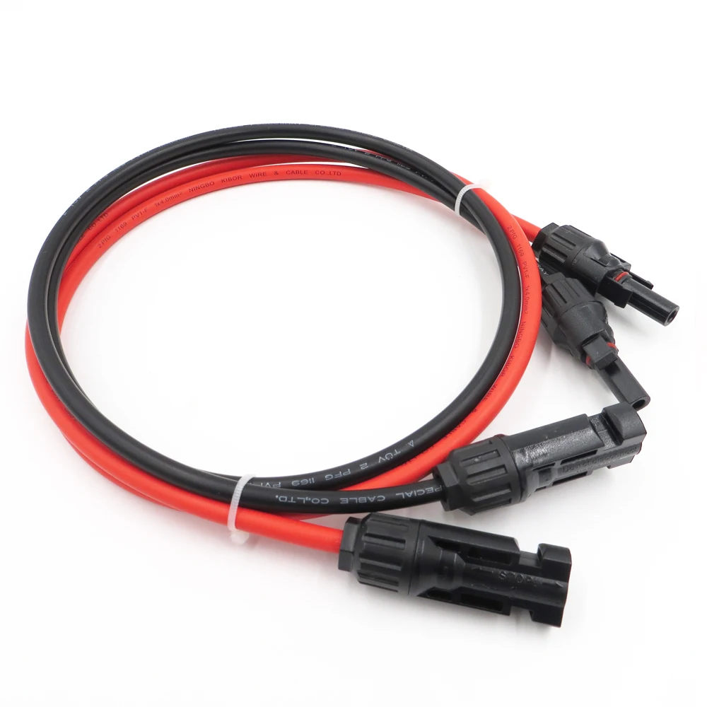 1 Pair Solar PV  Extension Cable 6/4/2.5 mm2 10/12/14 AWG Tinned-Copper Conductor Wire Black and Red with Solar Panel Connectors