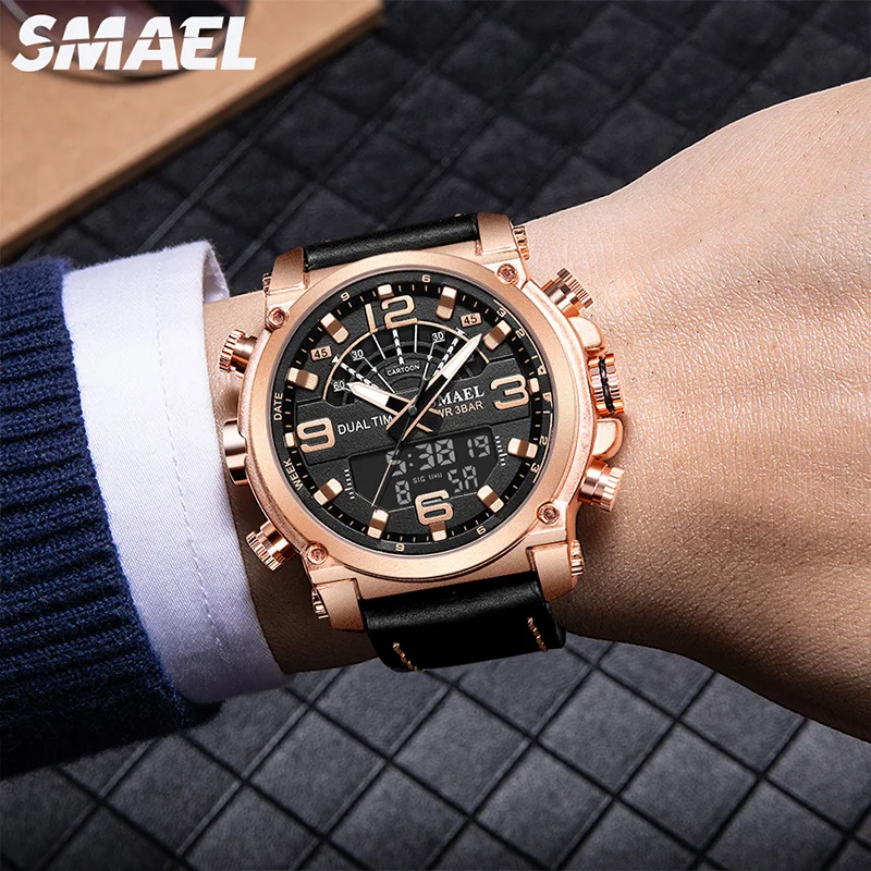 Men Luxury Watch Quartz Bracelet 30M Waterproof Luminous Hands Male Clock SL-6012 Quartz Wristwatches With Digital Display Time