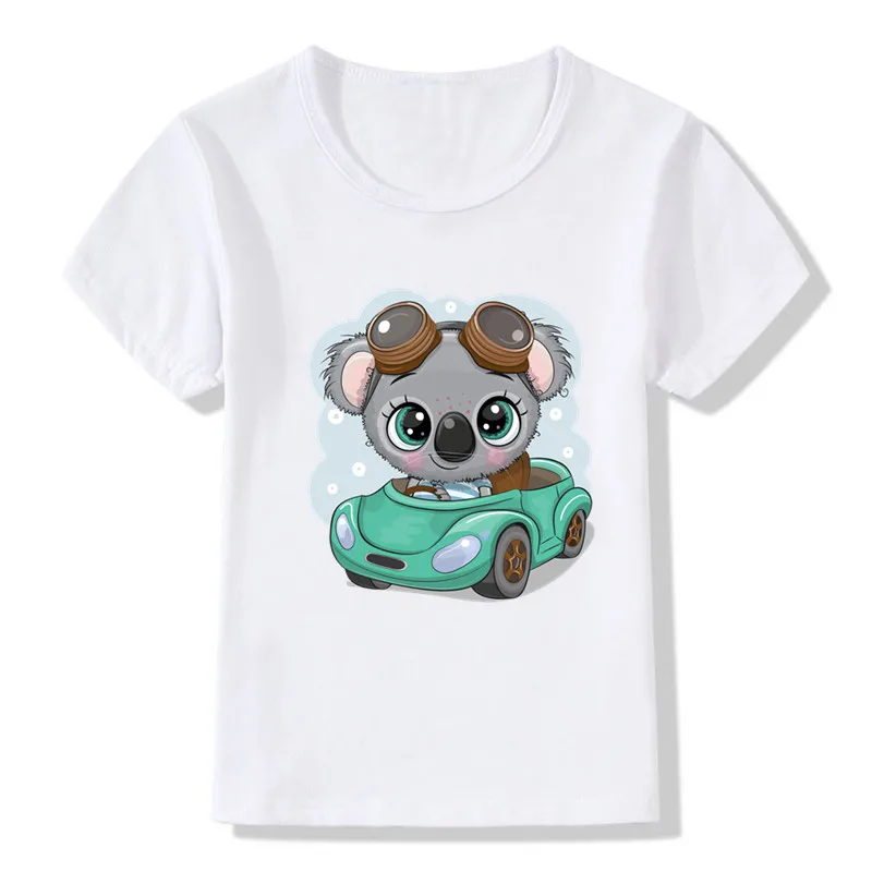 Summer Kids T Shirt Koala On The Tree Cartoon Print Funny Animal Boys T shirt Casual Baby Girls Clothes Children Tops,HKP5445