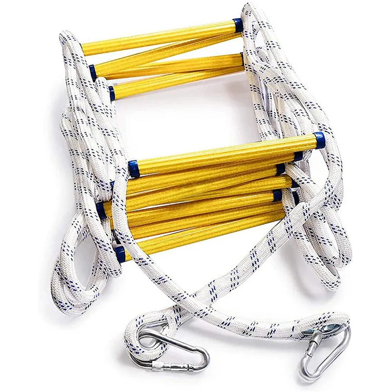 Emergency Fire Ladder Safety Rope Escape Ladder with Carabiners Lifesaving Rock Climbing Home Engineering Rescue Rope Ladder