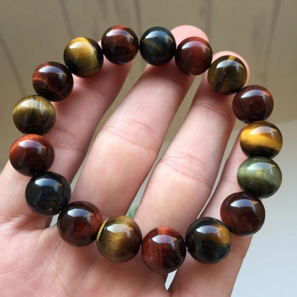 8-20mm Natural Colorful  Tiger Eye Stone Jade Bracelets for Woman and Man