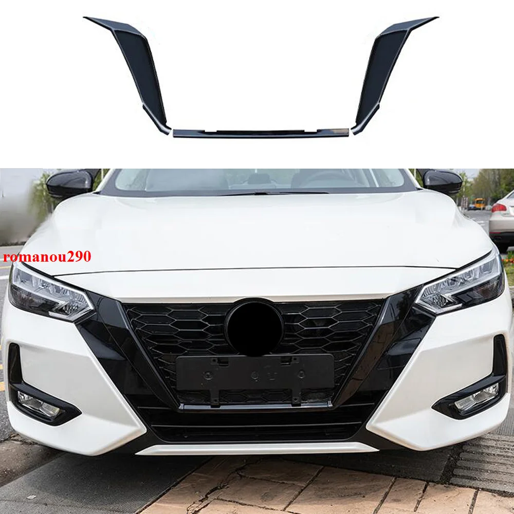 

Car Accessories Glossy Black Front grill Frame Cover Trim 3Pcs For Nissan Sentra 2020-2021