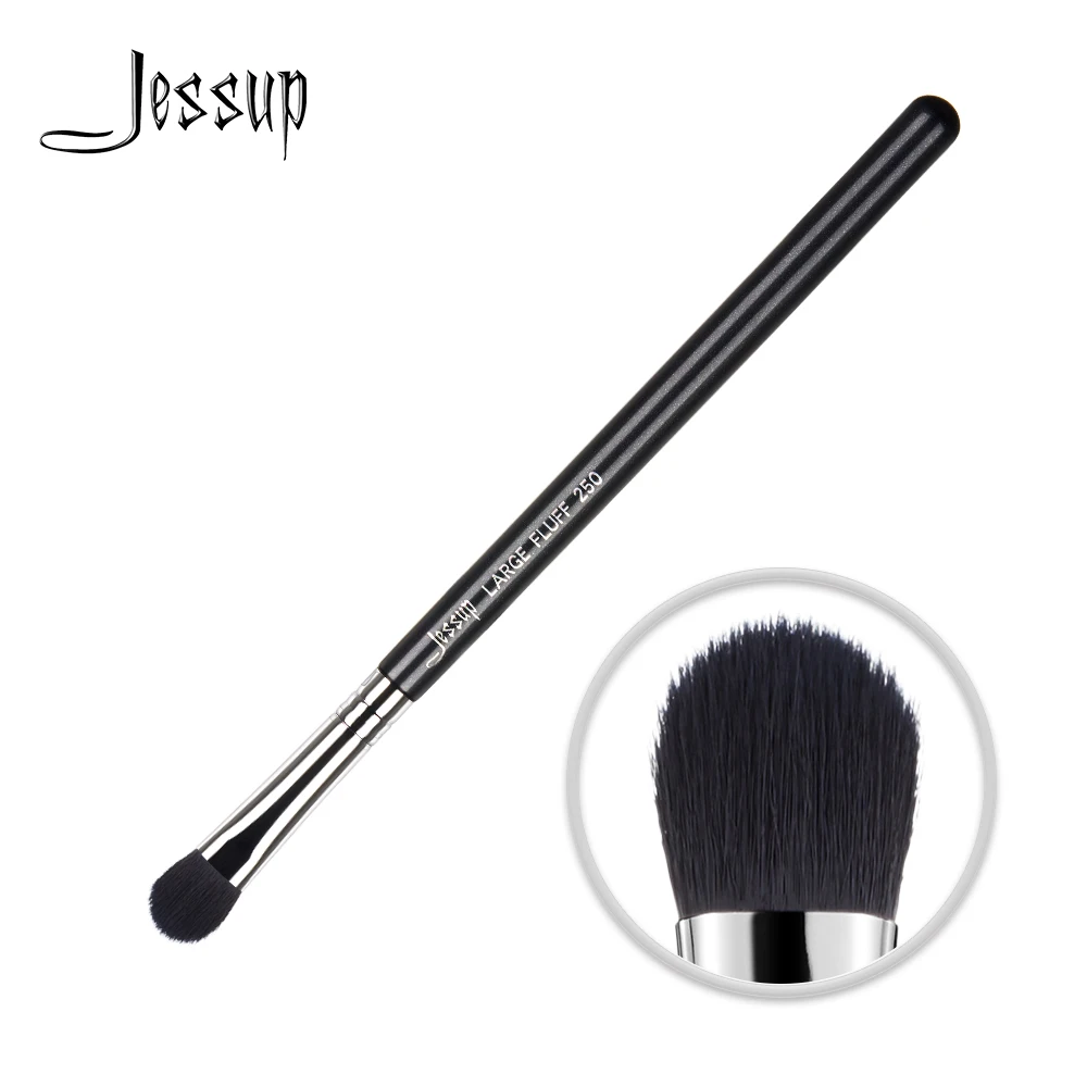 Jessup Single Makeup Brush LARGE FLUFF 1pc Black-Silver Professional Fiber Hair Wooden Handle Wholesale Beauty tool 250