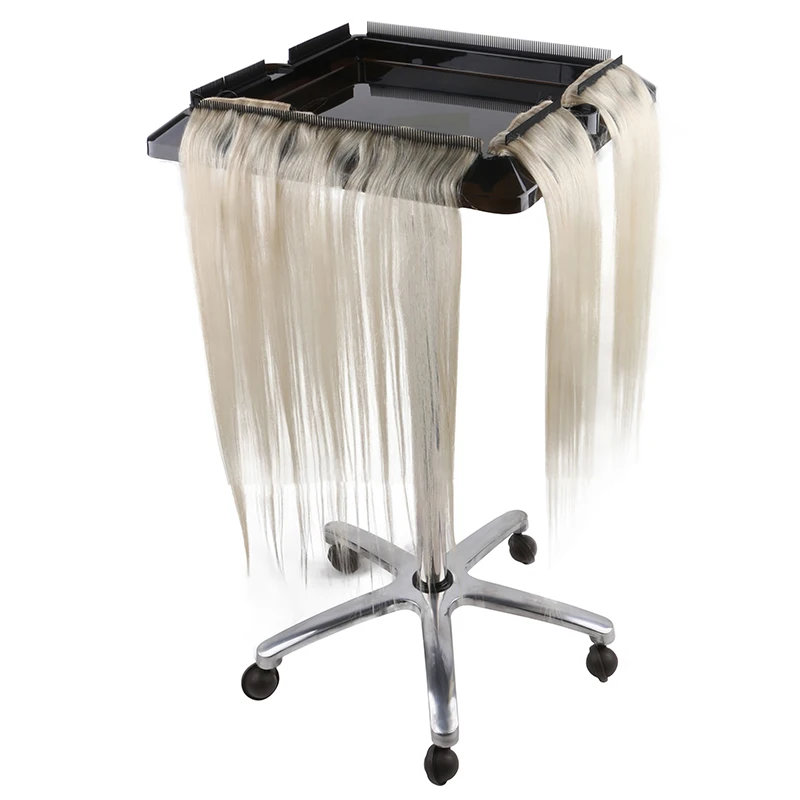 Hair Extension Tools Salon Hair Dyeing Hairdressing Movable Liftable Stainless Steel Trolley Wig Stand