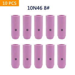 Boquillas de alúmina TIG, 10 piezas, 10N46 #8 orificio, Taza de cerámica, compatible con DB PTA SR WP 17 18 26 TIG, soplete de soldadura