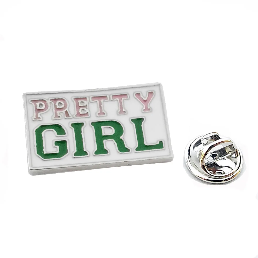 Custom Design Drop Ship Greek Sorority PRETTY GIRL Pink Green Ivy Brooch Lapel Pin