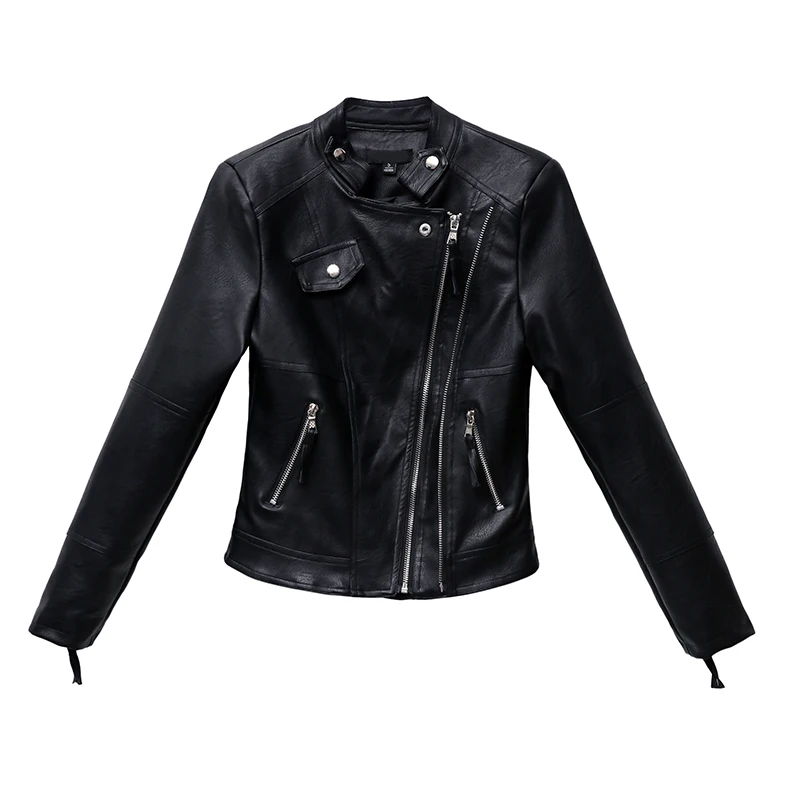 

2020 New Autumn Women Pu Leather Jacket Woman Zipper Short Coat Female Black Punk Bomber Faux Leather Outwear spring Blazer