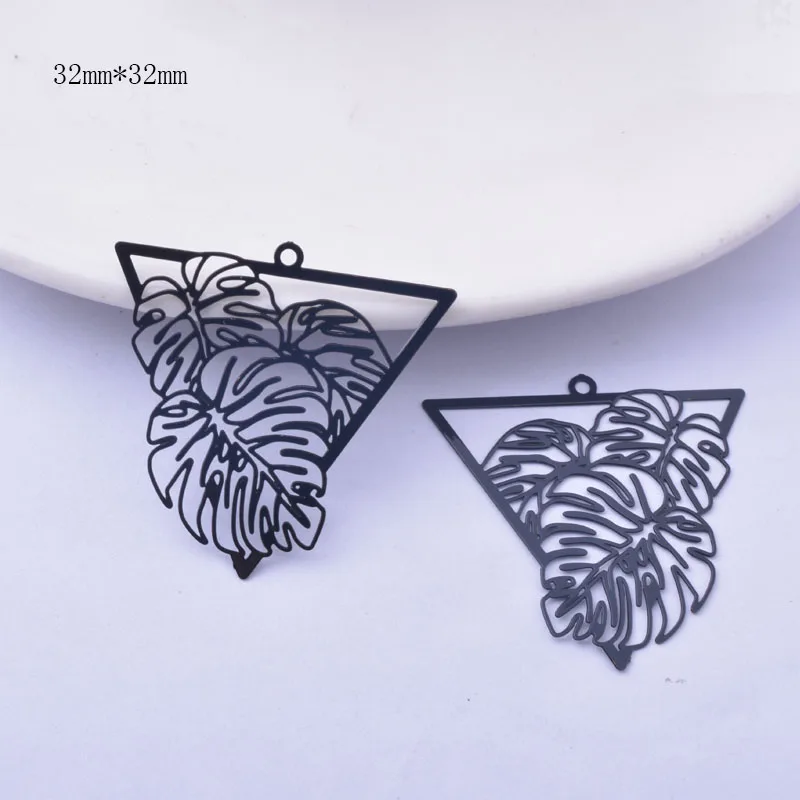6pcs Brass Thin Black Flower And Leaf  Charms DIY Making Eearring Pendant Jewelry Findings