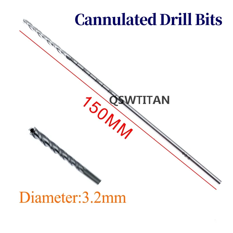 Stainless steel 2.0mm-3.5mm Cannulated Drill Bits Hollow Veterinary Orthopedics Instruments