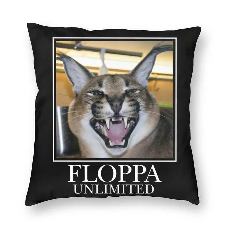 Floppa Unlimited Greeting Cushion Cover 40x40cm Decoration Print Funny Caracal Cat Throw Pillow for Living Room Two Side