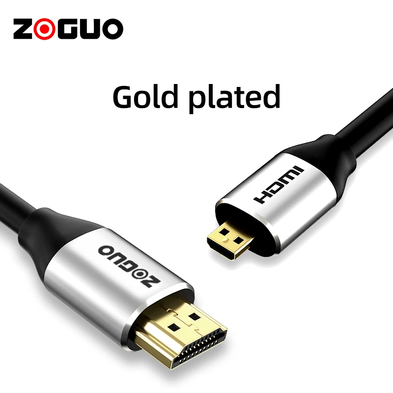 Cabo micro hdmi para hdmi, adaptador banhado a ouro, alta velocidade, 2.0, 4k, para câmera, hdtv, 1m, 1.5m, 2m, 3m, 5m