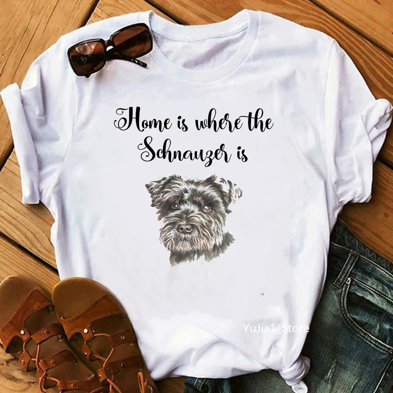 

Vintage T Shirt Women The Best Relative One Has Is A Schnauzer Printed Custom Graphic Tshirt Dog Lover Tee Shirt Femme T-Shirts