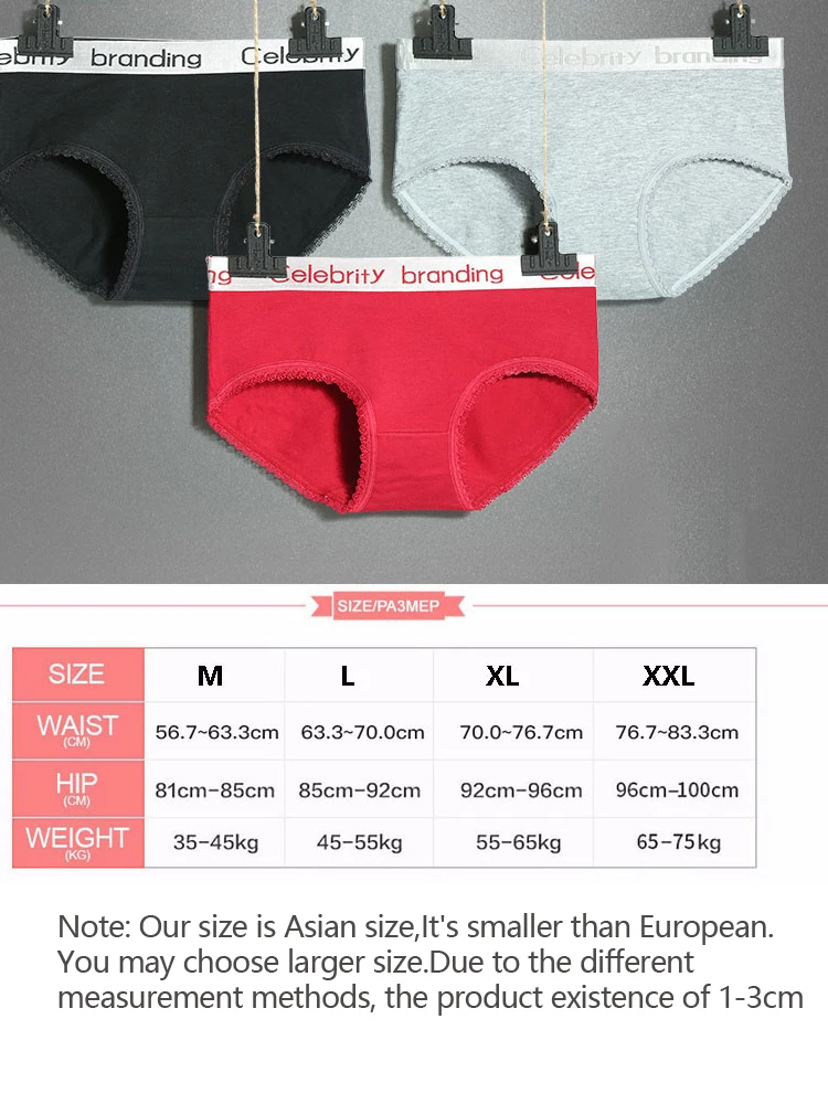 ZJX 3Pcs/lot Soft Cotton Panties Women Breathable Sexy Briefs Cute Letter Girls Lingerie Seamless Comfort Female Underwear