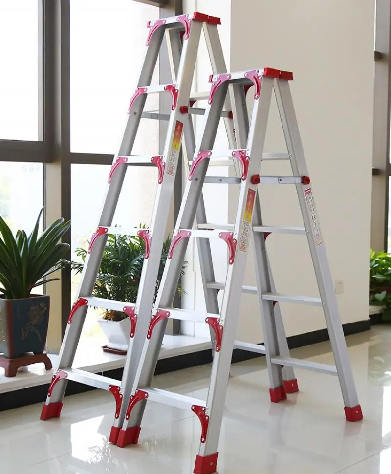 Home Aluminum Alloy Thickness 2M Multifunctional Indoor Folding Telescopic Lifting Double-Sided Engineering Stair