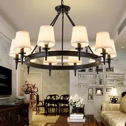 Vintage Chandelier Modern Living Room Bedroom Foyer Light Fixtures Fabric Lampshade Lamp Decor Home Lighting Lustre E14 110-220V