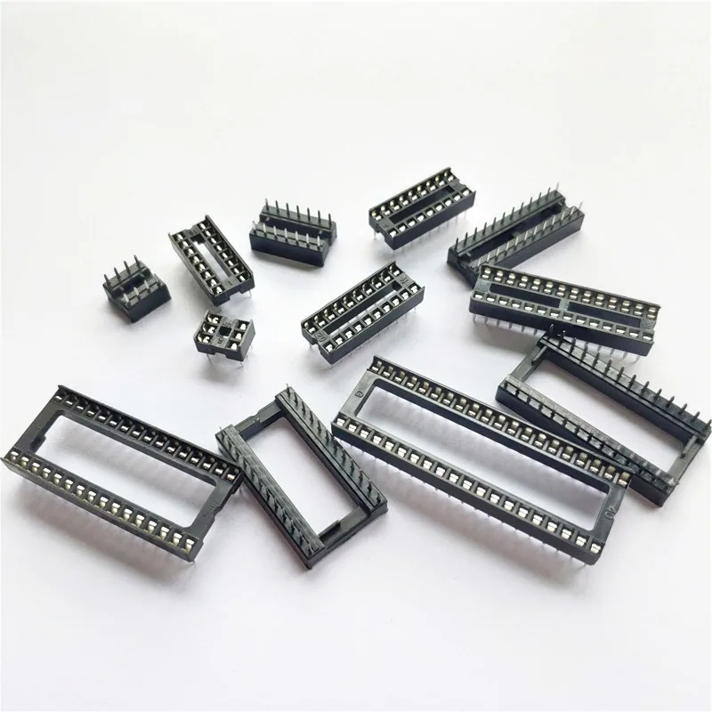 12 Sizes 8-40 Pin DIP IC Sockets Adaptor Solder Type IC Connector Narrow Wide DIY Singlechip Chip Base Drop Shipping