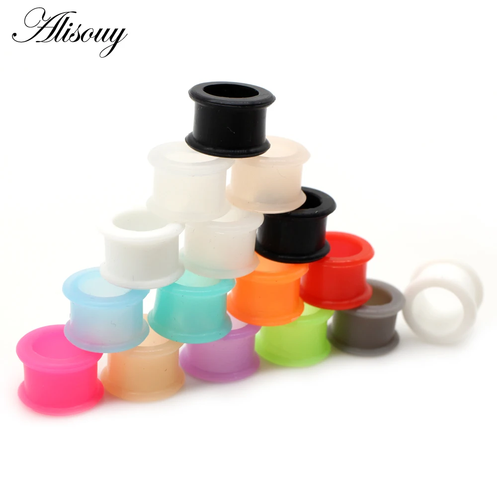 Alisouy 2PC 3-25mm Silicone Ear Plugs And Tunnels Earlets Elasticity Expander Men Women Gauges Body Jewelry Piercing 12 Color