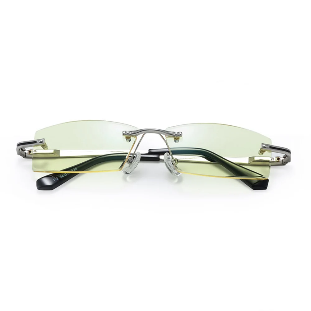 Classic Rimless Gold Frame Night Vision Glasses For Driving Anti-blu Light Anti-glare Day and Night Driving Glasses