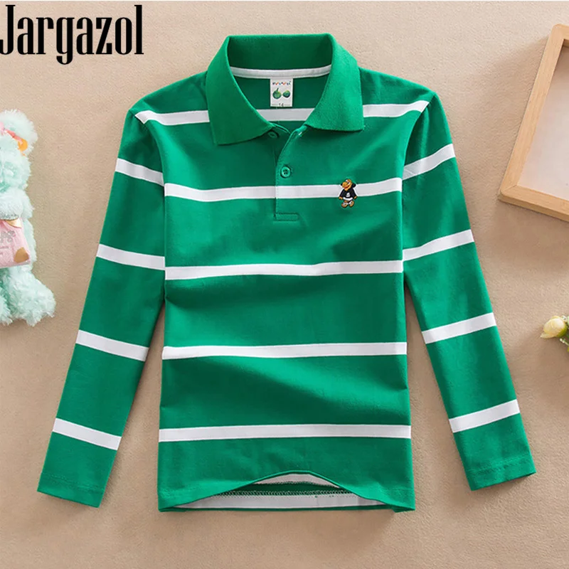 

Jargazol boys polo shirts long sleeve shirt fall kids clothes size 3 to 15 years little boy costume Teenagers tops sports polos