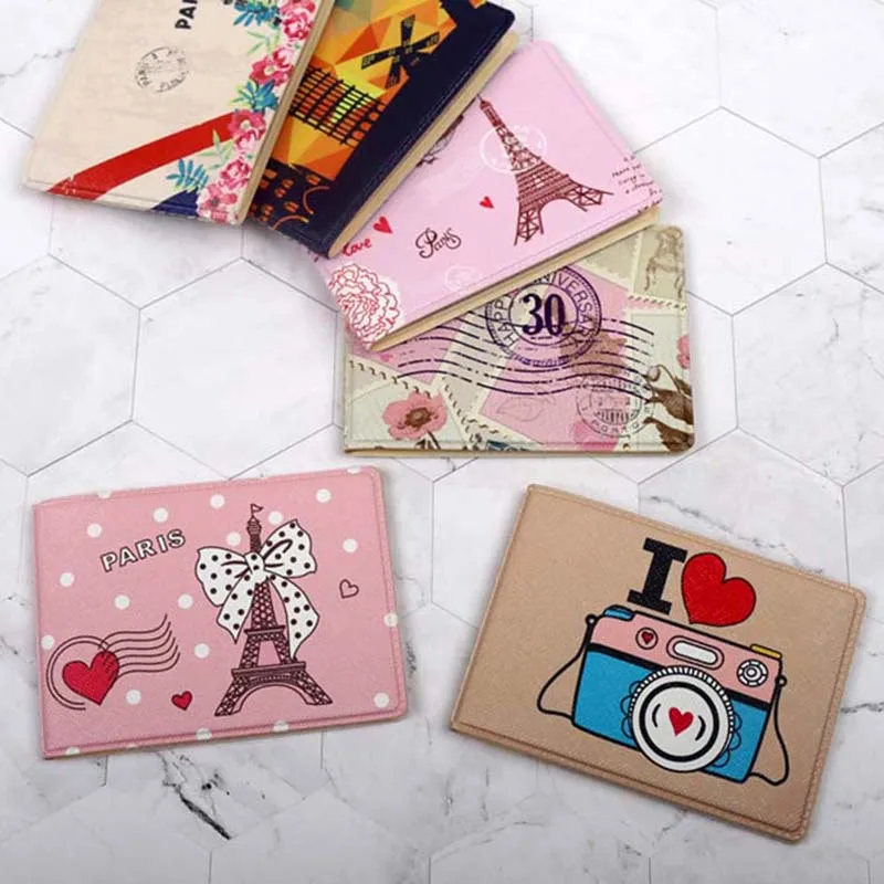 Fashion Eiffel Tower Women PU Driver License Holder Leather Cover Car Driving Cover Business ID Pass Wallet Case Card Holder