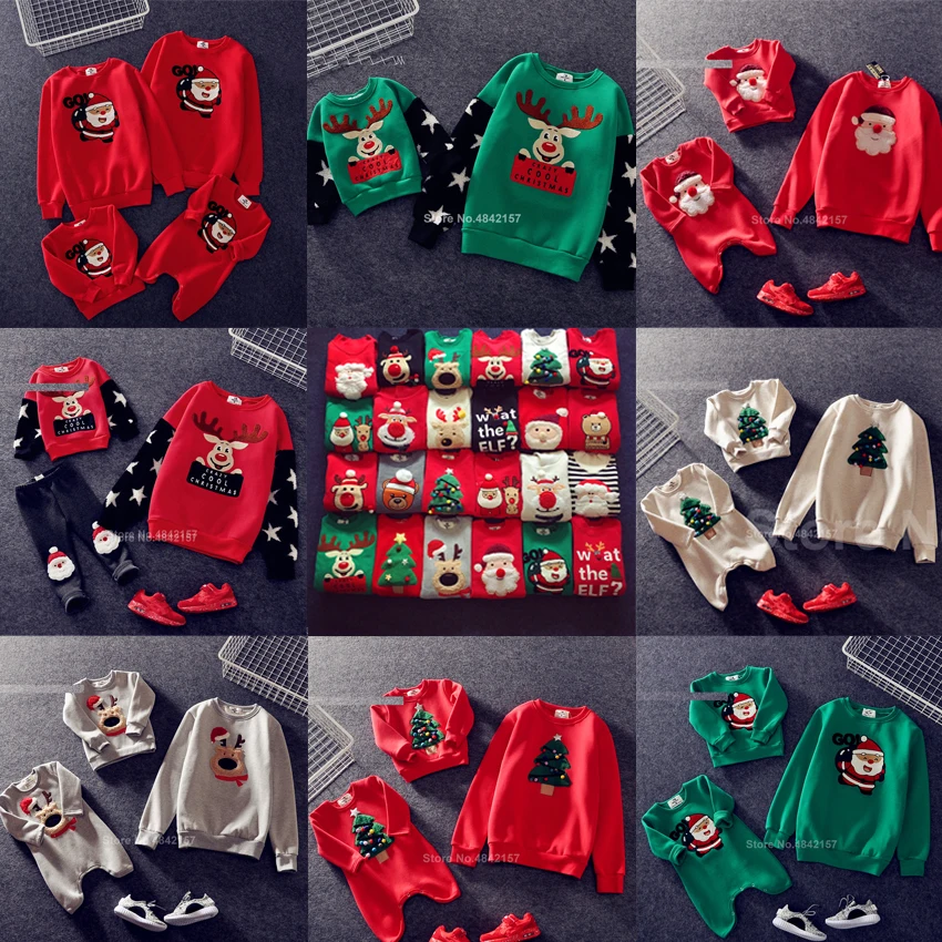 

Christmas New Year Family Look Clothes 2022 Xmas Adult Kids Sweaters Pajams Baby Romper Merry Christmas Family Matching Outfits