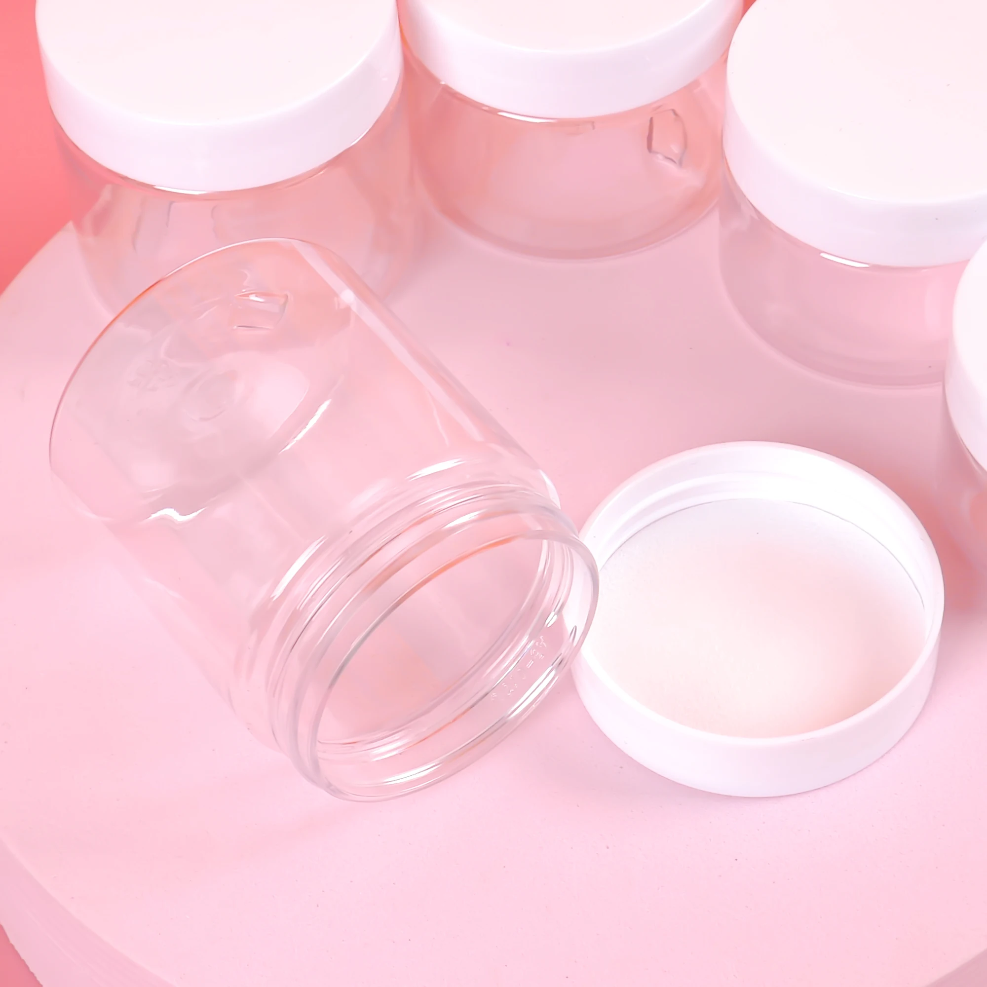 6pcs 30ml/40ml/50ml/60ml/80ml Plastic Empty Jars with White Lids Container Face Cream Bottle Travel Food Containers Home Supplie