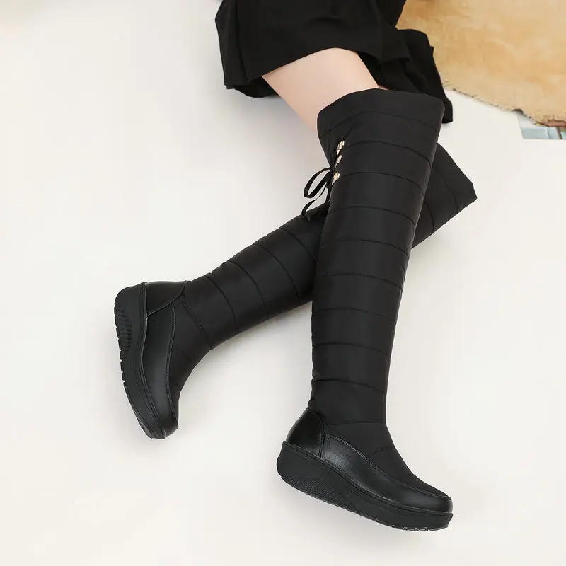 Comfortable Women Thick Boots Winter 2024 Snow Over The Knee Boots Platform Wedge Shoes Fleecy Plush Warm Snowboots Zapatos