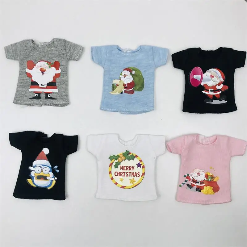 Tema natalizio Vestiti Blyth T-shirt corta alla moda Babbo Natale/Albero/Regalo/Pupazzo di neve Modello per Licca,1/6 bambole