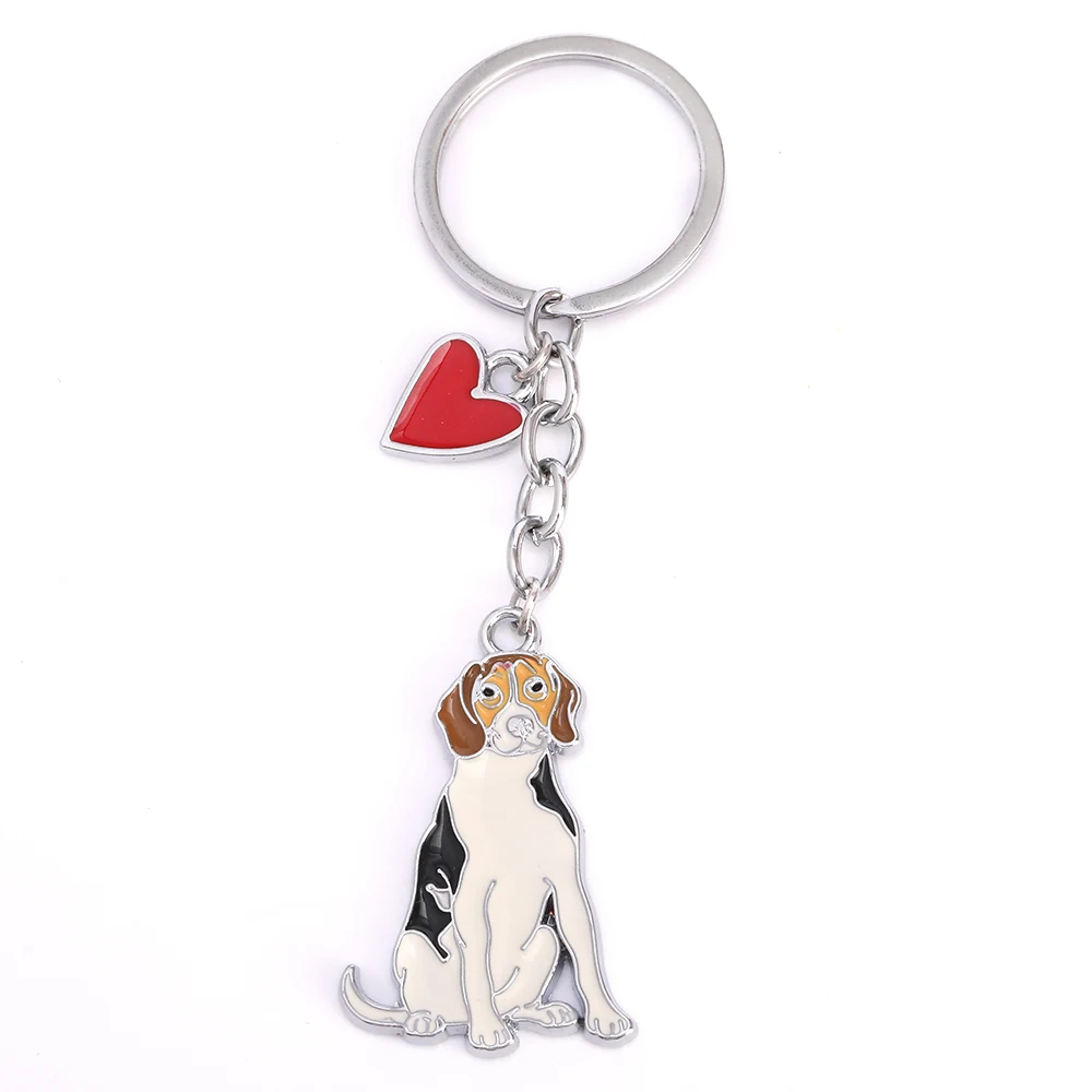 Jewelry Basset Hound terrier dog keychains Animal key ring pet dogs heart Tag key men gift Metal car Key Ring best friend gifts