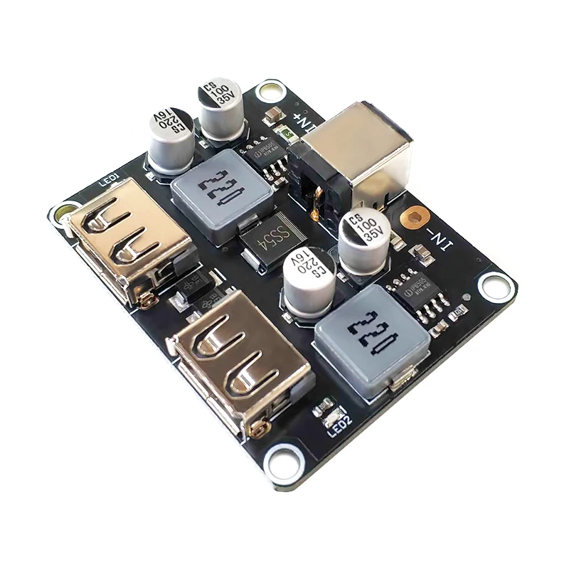 QC3.0 QC2.0 USB 2 Channel DC-DC Buck Converter Charging Step Down Module 6-32V 9V 12V 24V to Fast Quick Charger Circuit Board 5V