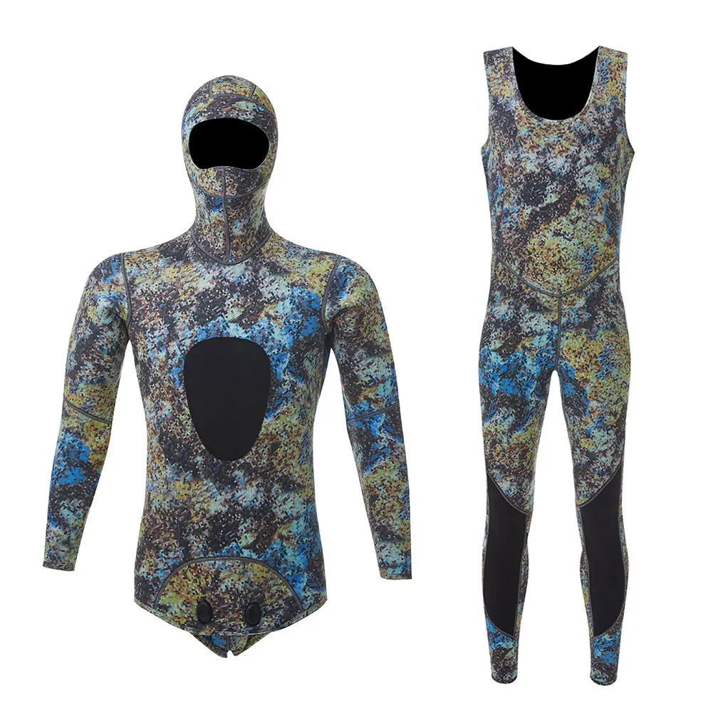 1.5MM Camouflage Scuba Water Sports Diving Suit Hooded Neoprene Underwater Hunting Spearfishing Keep Warm Swim Triathlon WetSuit