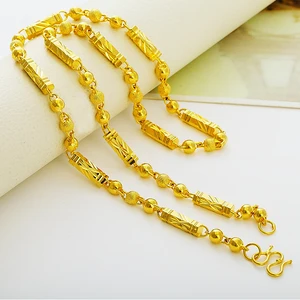 24k Gold Halsketten, ohne verblassende Kette, Schmuck Männliche Geschenke, 6 mm, 7 mm Breite, 55 cm, 60 cm, überlegene Qualität 10 Hauptverkaufsgoldkette 24K - №8