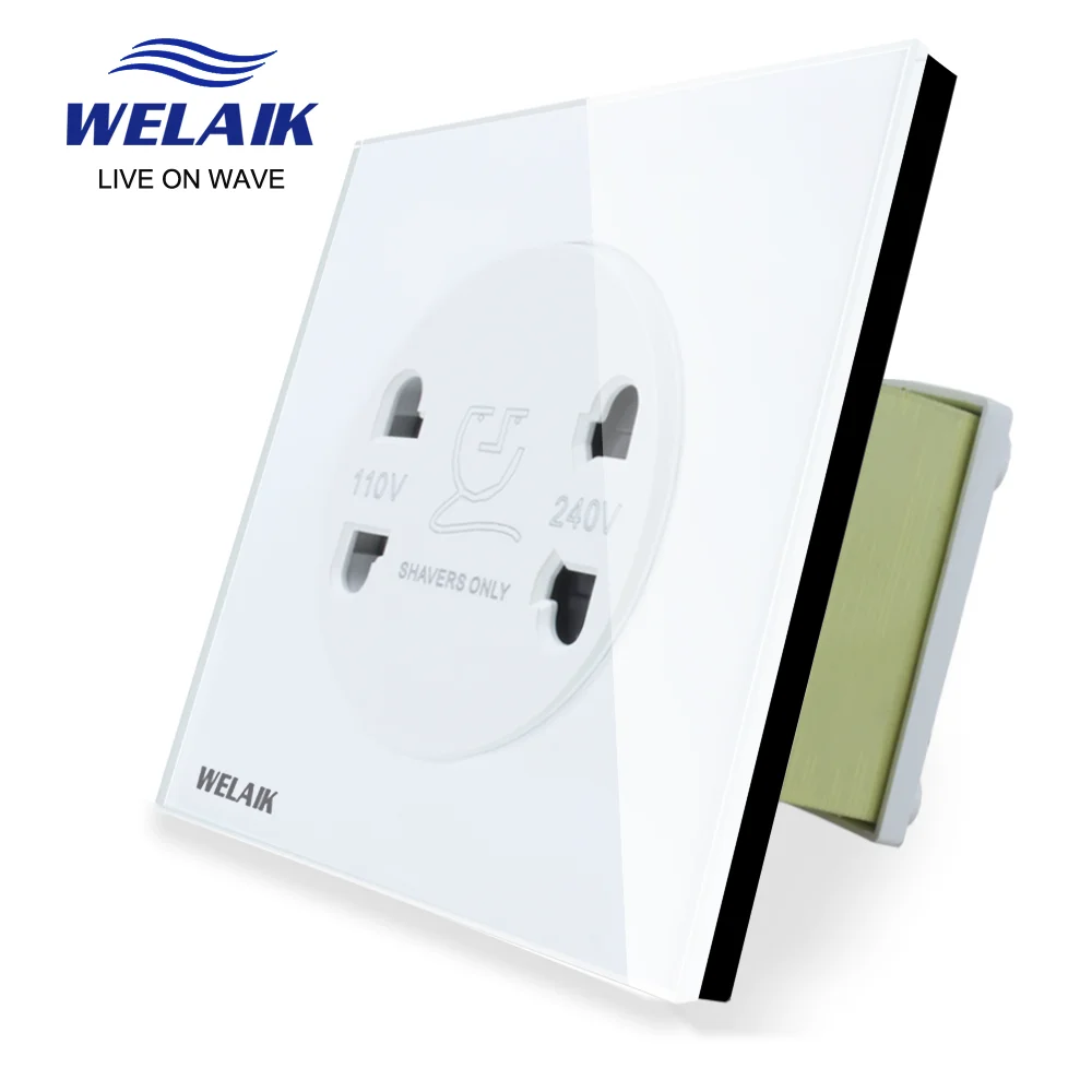 

WELAIK Tempering-Glass Panel-Shaver-Wall Power-Socket 2A UK-Standard Shaver Socket B18TXW