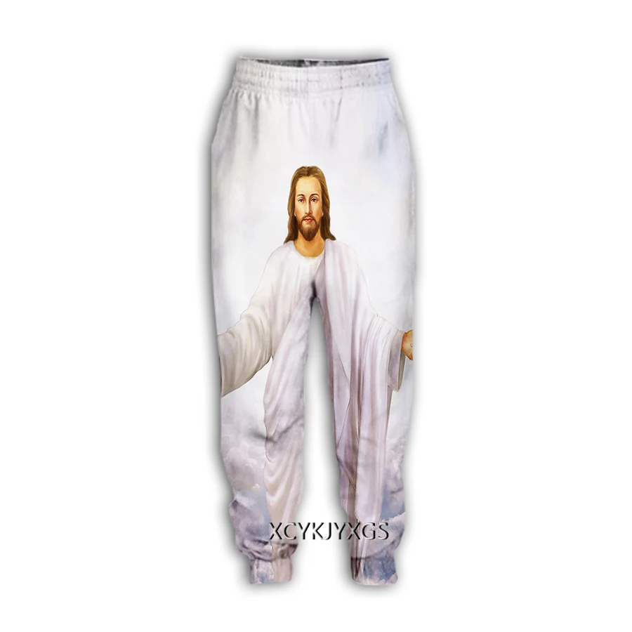 

God Religion Christ Jesus 3D Print Casual Pants Sports Sweatpants Straight Pants Sweatpants Jogging Pants Trousers Y03