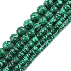 JHNBY Malachite peacock synthesize Stone Round Loose beads ball 4/6/8/10/12MM Jewelry bracelet making DIY accessories wholesale