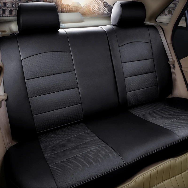 CARTAILOR Black Cowhide Leather Seat Covers Cars Accessories for Land Rover Discovery 4 Car Seat Cover Protector for Cars Seats