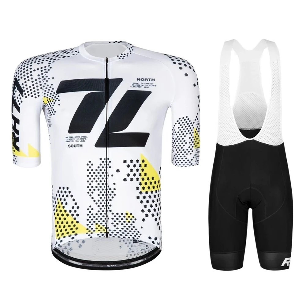 Rh77 Cycling Jersey Set Clothing Men Breathable Mtb Bicycle Short Sleeve Shirt Road Bib Shorts Kit Roupa Maillot Ciclismo Hombre