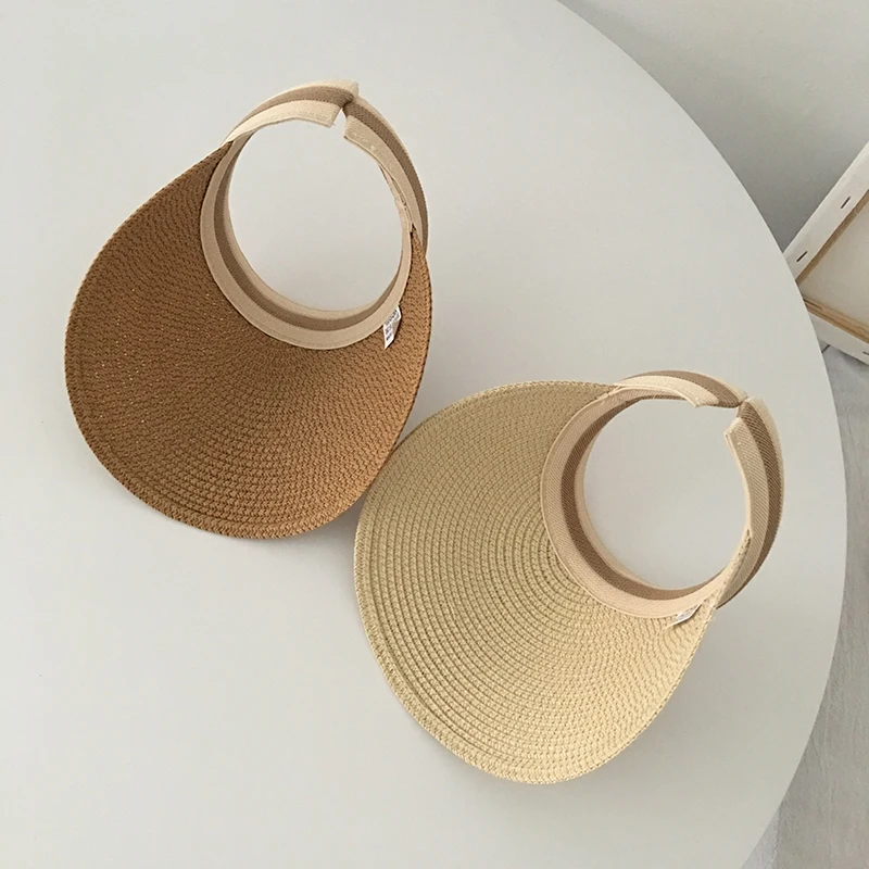 2022 hot sale Summer lady Empty Top Sun Visor Hat Summer straw Wide Brim Sun Caps UV Protection Hat For Men And Women Beach hat