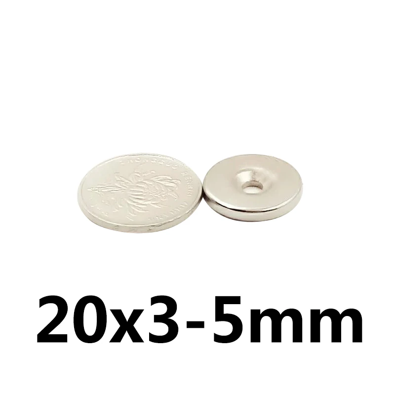 20/30/50PCS 20x3-5 mm N35 Strong Magnets 20*3 mm Hole 5mm Countersunk Neodymium Magnet Permanent NdFeB Magnetic 20*3-5 mm