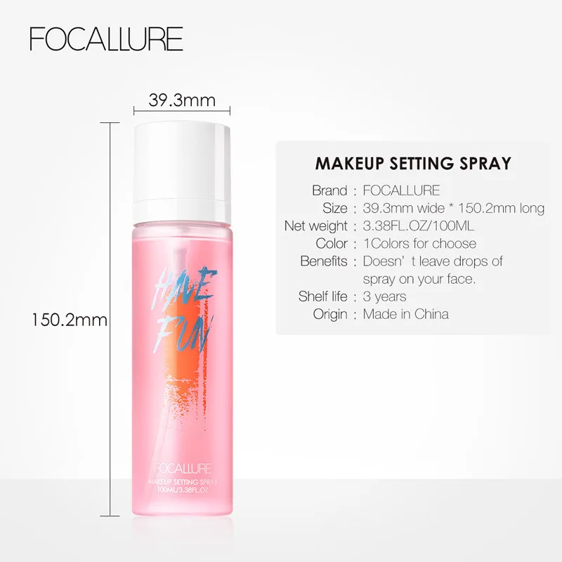 Focallure-プライマーベーススプレー,長持ちする保湿,100ml,メイクアップセット