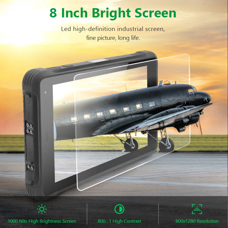 8 inch Android Tablet PC 4G RAM 64G ROM Dustproof Waterproof Shockproof 1000nits Barcode Scanner Rugged Terminal