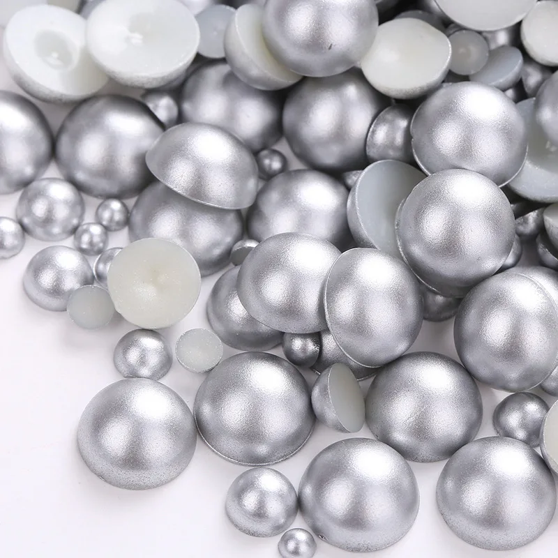 Golden/Silver Half Round Imitation Pearl Beads 2-10mm Acrylic Flatback Loose Beads for Jewelry Making Diy Crafts Decoration