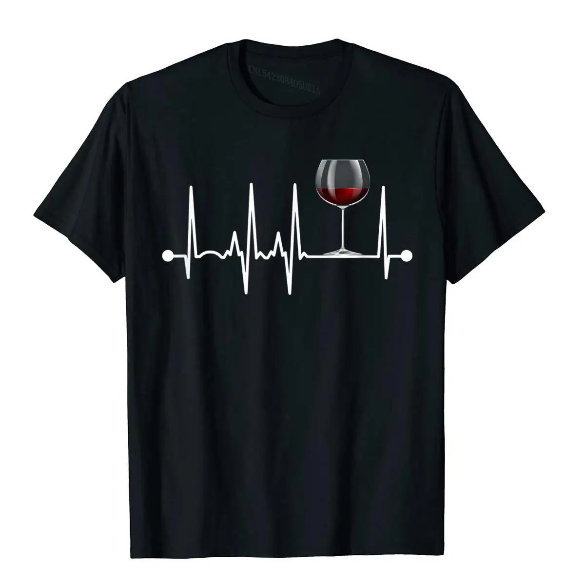 Wine Heartbeat Wine Drinker Lover Tasting Gift Wine Glass T-Shirt Classic Mens T Shirt Cotton Tops Shirts Summer