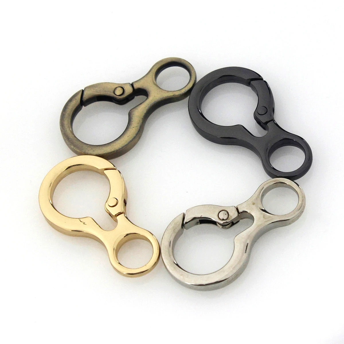 1pcs Metal New Style Ring Snap Hook Spring Gate Trigger Clasps Clips for DIY Leather Craft Belt Strap Webbing Keychain Hooks