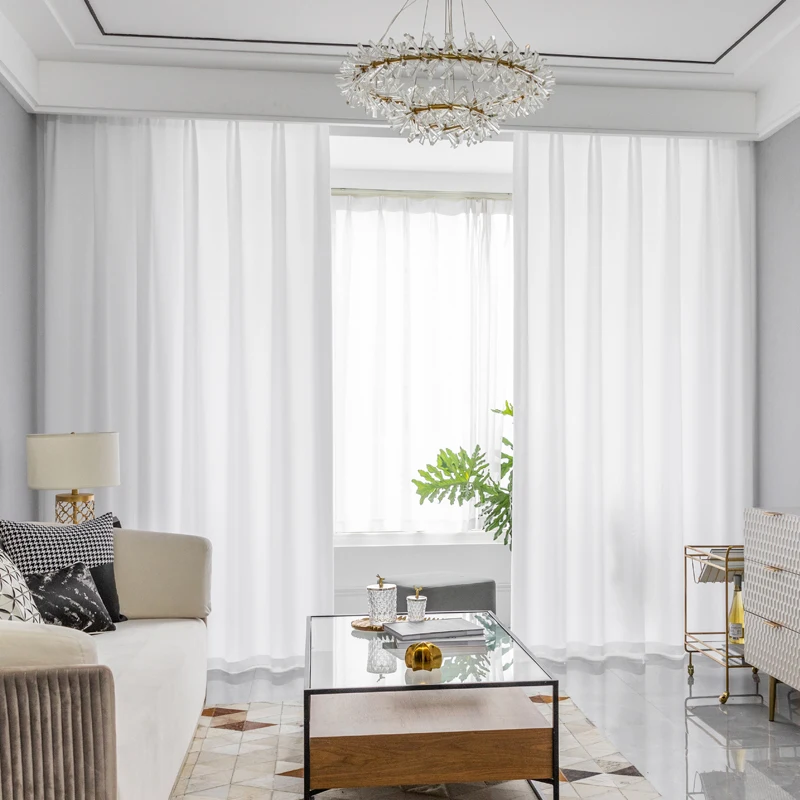 Best Quality 100% Privacy Solid White Sheer Tulle Curtains for Living Room Bedroom Decoration Luxurious Window Voiles Curtain