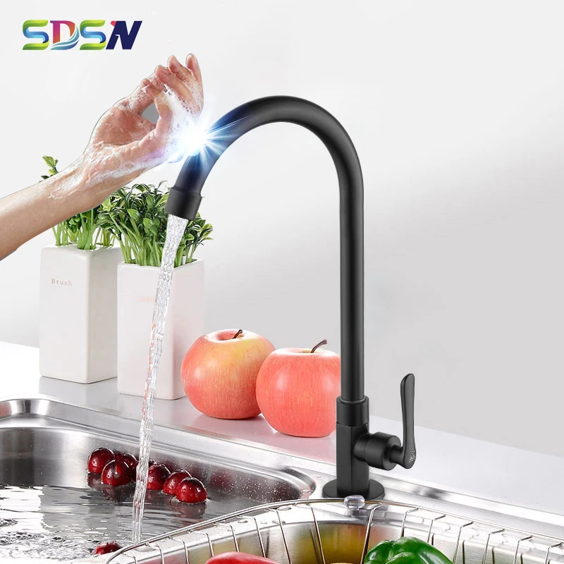 

Black Kitchen Faucet SDSN Intelligent Sensor Kitchen Faucet 304 Stainless Steel Cold Kitchen Mixer Tap Black Bronze Water Faucet