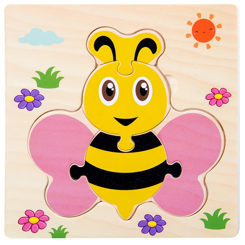 Baby Holz 3D Puzzles Tangram Formen Lernen Bildungs Cartoon Tier Intelligenz Puzzle Spielzeug Für Kinder Geschenk