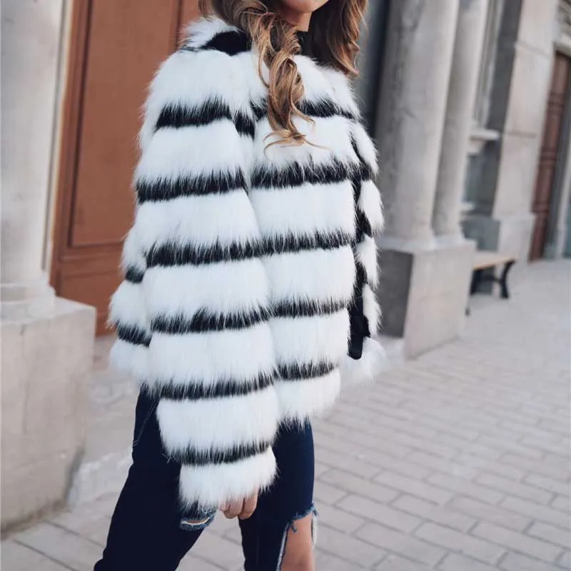 new products winter new imitation fur coat large size ladies coat loose round neck short mixed color coat