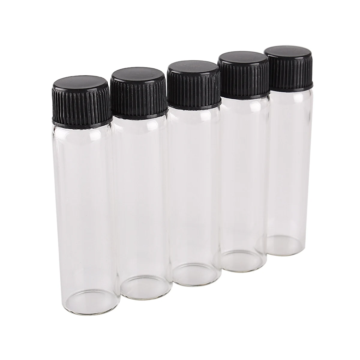 10pcs 6ml 16*60mm Tiny Glass Jars Empty Bottles Jars with black Plastic Lids Mini Glass Bottles Glass vessels for Art Craft