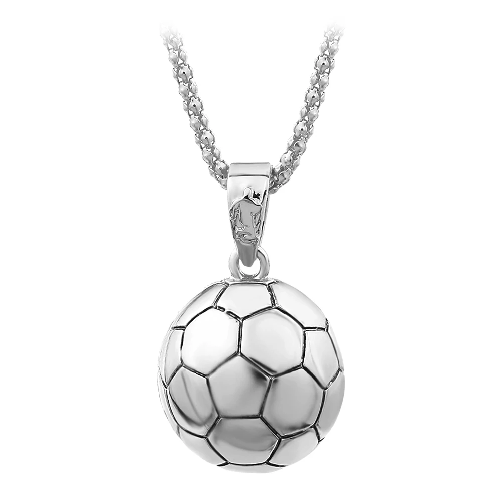 Europe Fiery Soccer Pendant Necklace Sports Football Sphere Jewelry For Fans Team Victorious Prize Mens Boy Children Gifts 60 cm